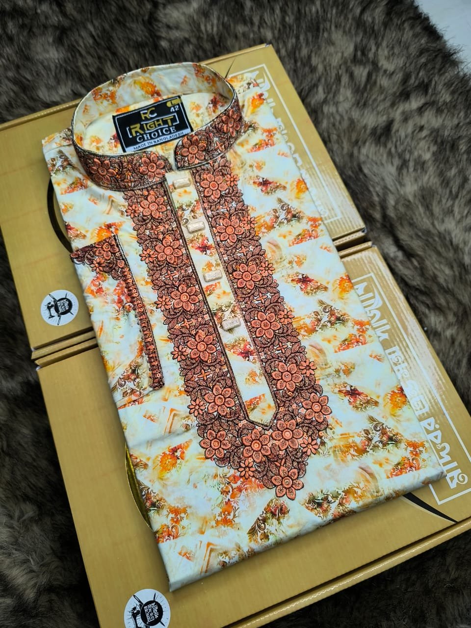 Digital Printed Cotton Panjabi ( ◼️Fabrics: কটন কাপড়   ◼️Button Type: স্নাপ বাটন