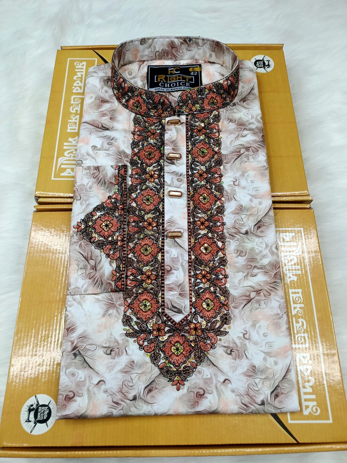 Digital Printed Cotton Panjabi ( ◼️Fabrics: কটন কাপড়   ◼️Button Type: স্নাপ বাটন