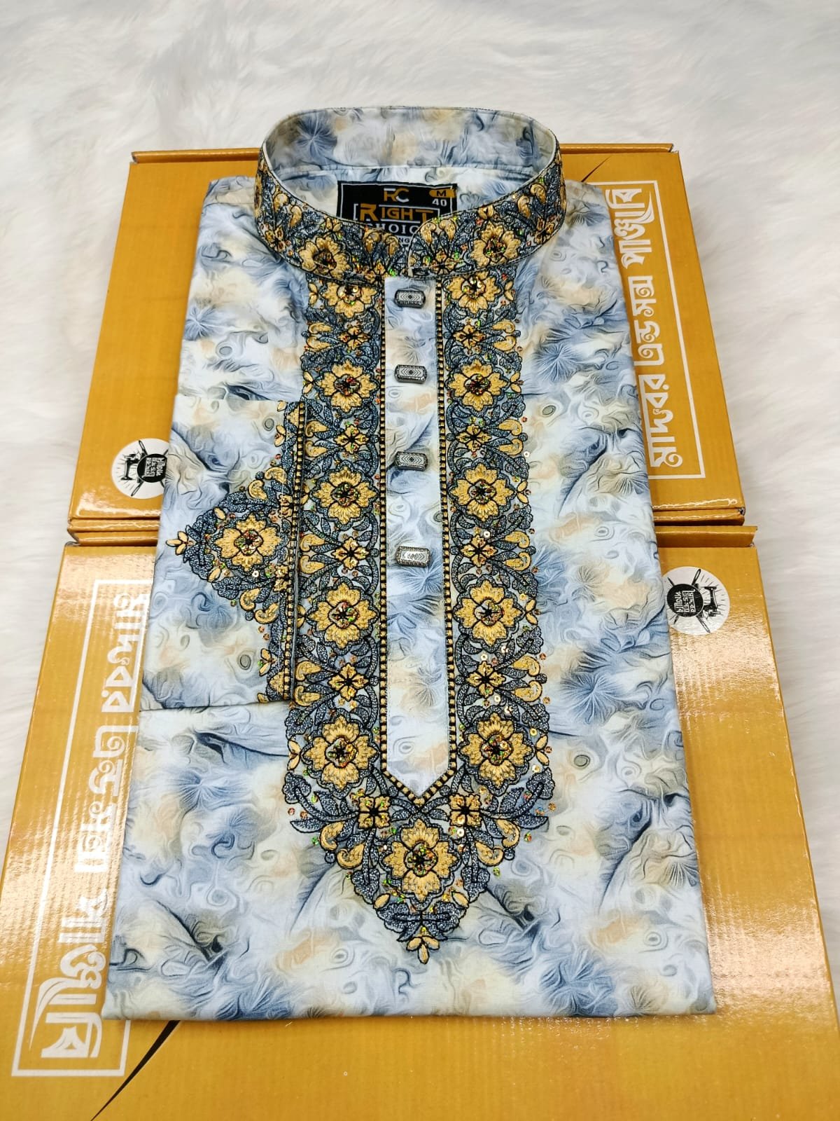 Digital Printed Cotton Panjabi (◼️Fabrics: কটন কাপড়   ◼️Button Type: স্নাপ বাটন