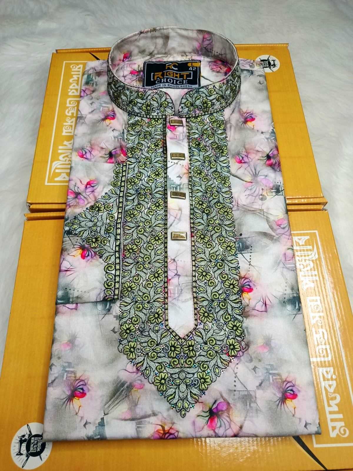 Digital Printed Cotton Panjabi (◼️Fabrics: কটন কাপড়   ◼️Button Type: স্নাপ বাটন