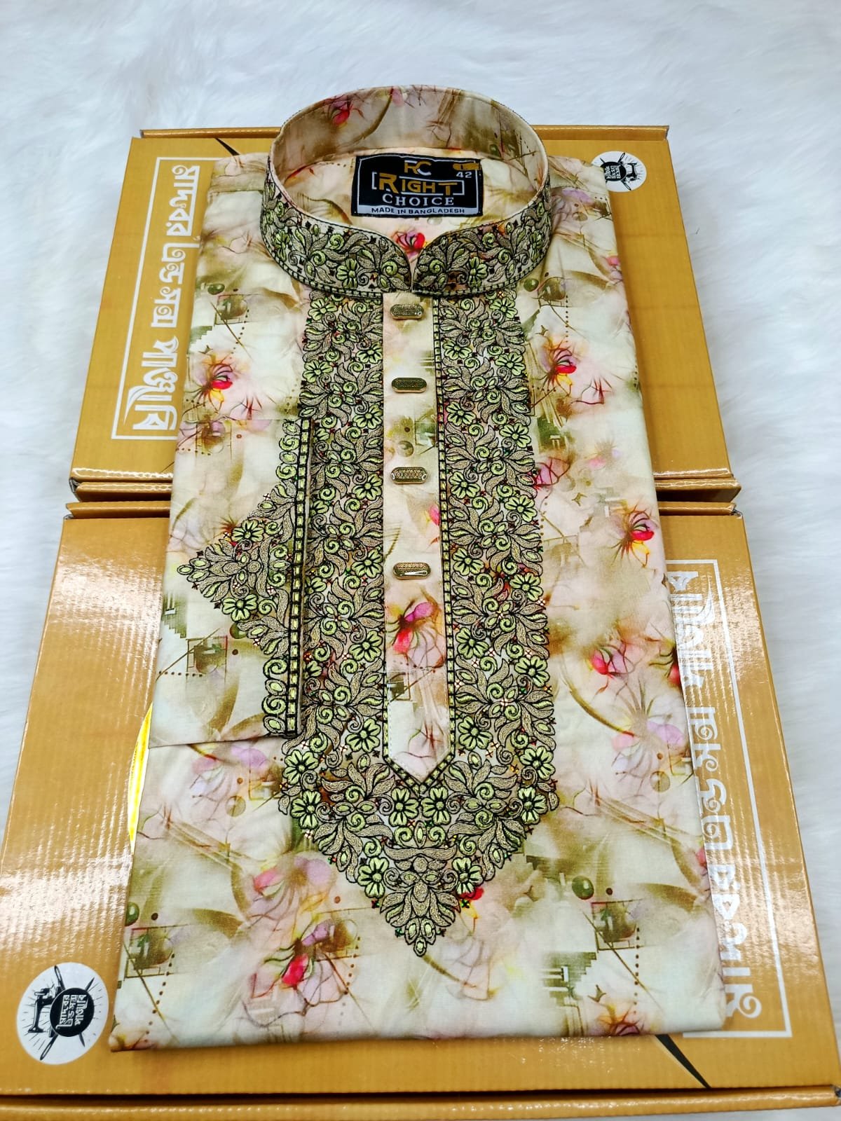 Digital Printed Cotton Panjabi (◼️Fabrics: কটন কাপড়   ◼️Button Type: স্নাপ বাটন