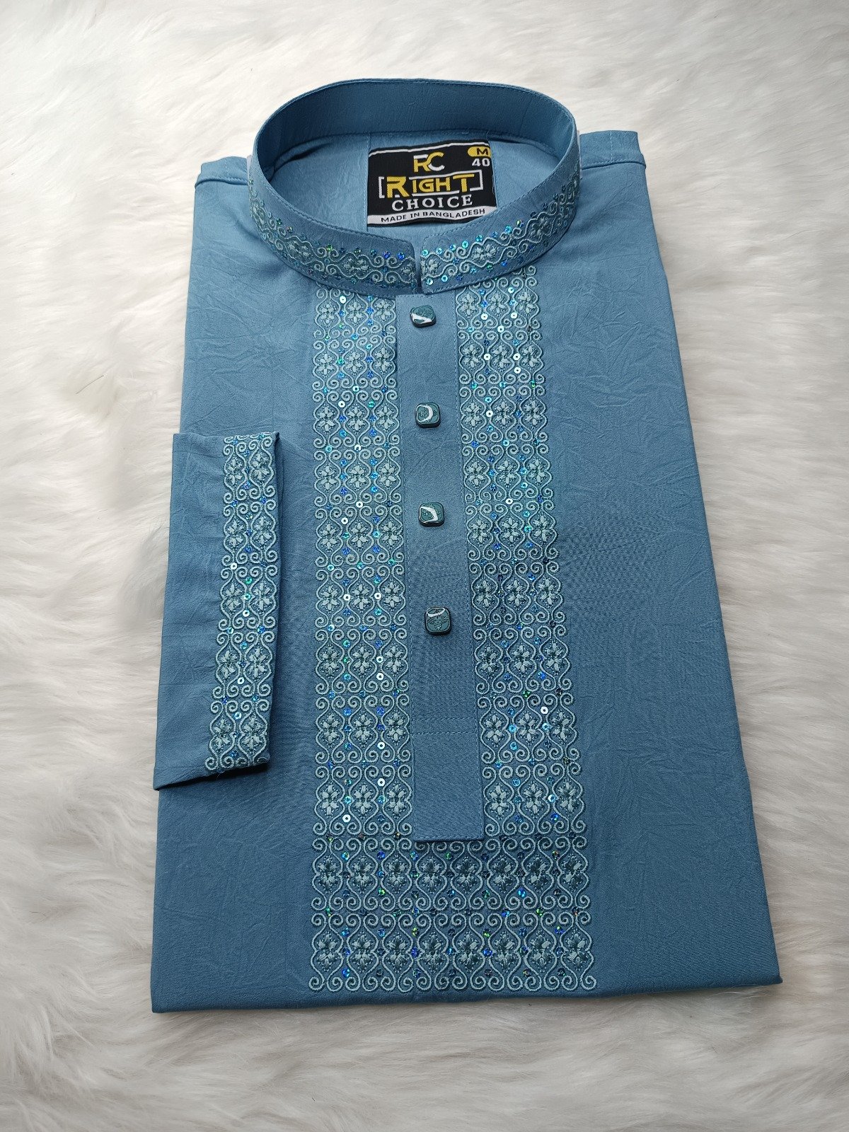 Stretch Embroidery Panjabi  ◼️Fabrics: ইমপোর্টেট স্টীচ কাপড়   ◼️Button Type: স্নাপ বাটন