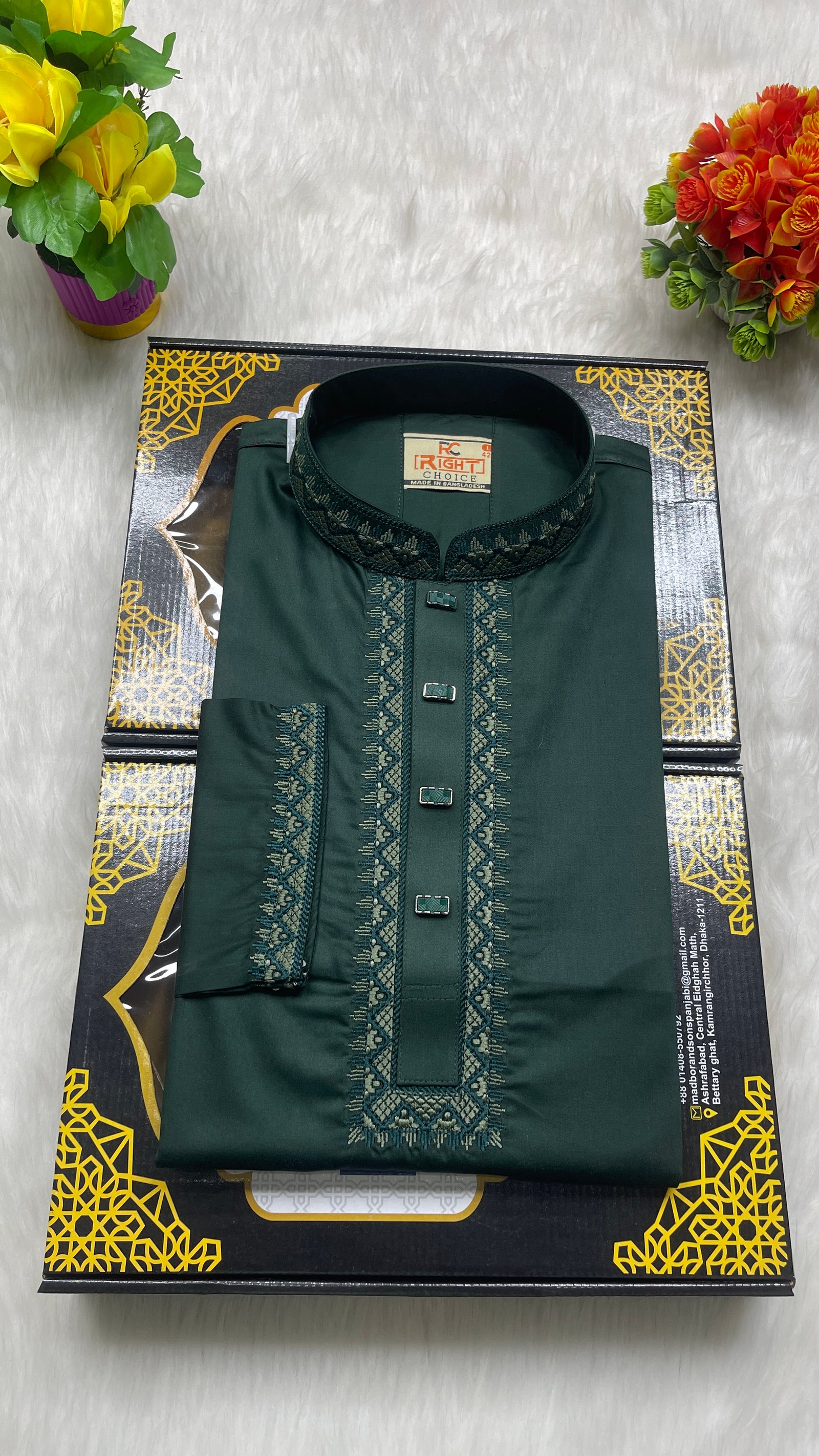 Sutton Cotton Panjabi ( ◼️Fabrics: সাটন কটন কাপড় [China]  ◼️Button Type: স্নাপ বাটন)