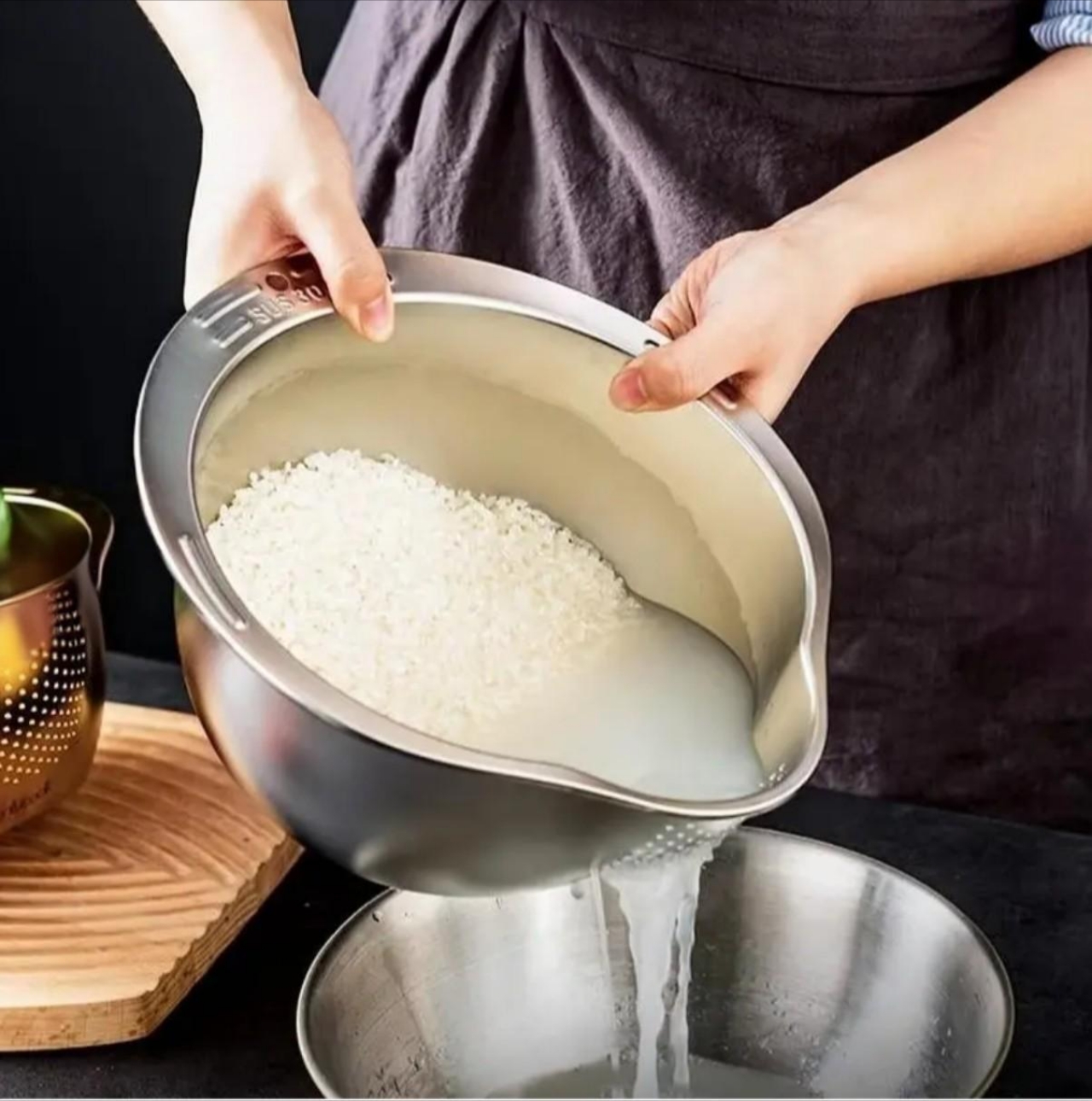 Rice washing bowl